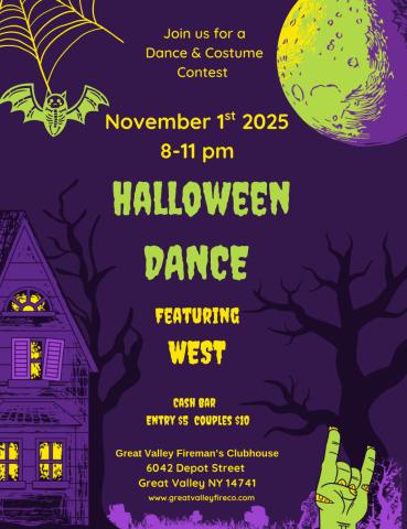 2025 Halloween Dance at the Great Valley Fireman's clubhouse